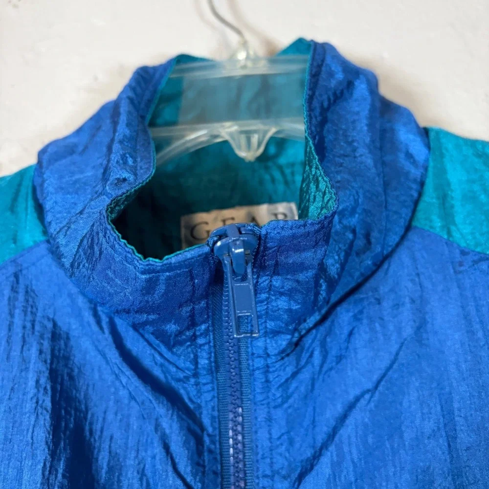 Vtg 90s Gear For Sports Nylon Tracksuit Mens L Blue Teal Colorblock Windbreaker